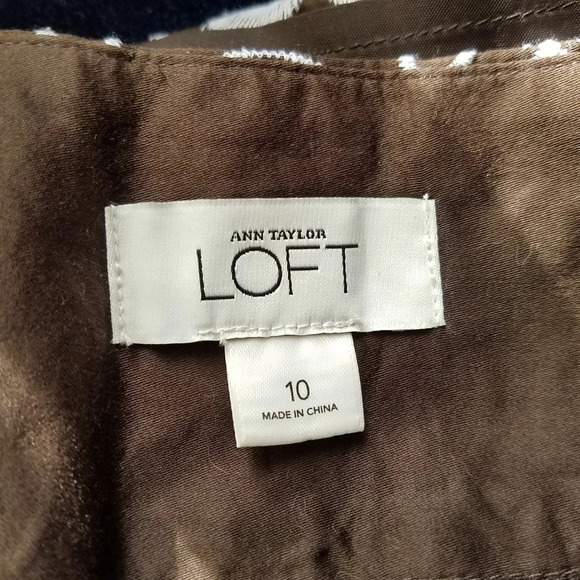 LOFT Mini Skirt | Chocolate Brown w/ White / Size 10 - Picture 5 of 5